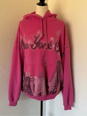 Balenciaga SS17 Pink Oversized Airbrush New York City NYC Hoodie [L]